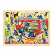 Goki Wooden Jigsaw Puzzle - Fire Department, 48 pcs.
