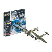 Revell Modellbausatz – Kampfset Bf 109G-10 & Spitfire Mk. V 1:72 – 76 Teile – inkl. Grundierung in Aquamarin