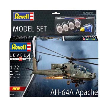 Revell Model Kit - AH-64A Apache 1:72 - 71 parts - Incl. Basic Paint Colors