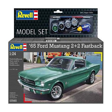 Revell Model Building Kit - 1965 Ford Mustang 2+2 Fastback 1:24 - 82 pcs. - Incl. Basic Paint Colors