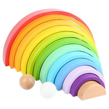 Small Foot - Wooden Building Blocks Rainbow XL, 14 pcs.