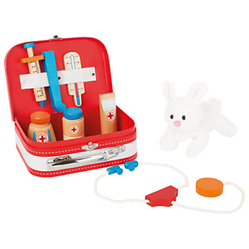 Small Foot - Wooden Vet Set in Suitcase, 9 pcs.