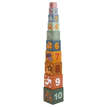 Small Foot - Stacking Blocks Safari Cardboard, 10 pcs.