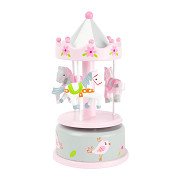 Small Foot - Wooden Music Box Rotating and Winding Unicorn