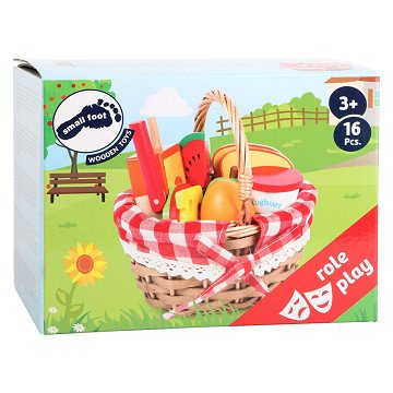 Small Foot - Picnic Basket with Wooden Cut Food