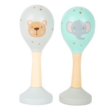 Small Foot - Wooden Baby Rattle Maracas Animal, Set of 2