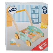 Small Foot - Houten Baby  Walker Loopwagen met Blokken Pastel, 35dlg.