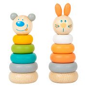 Small Foot - Wooden Stacking Tower Animal Pastel, 6dlg.