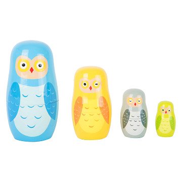 Small Foot - Matroschka-Puppen aus Holz, Eulenfamilie