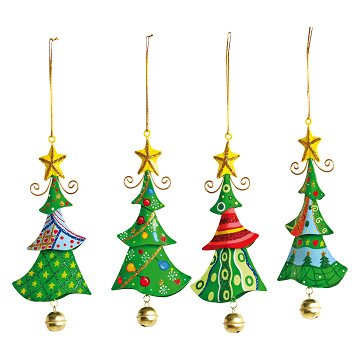 Metall-Weihnachtshänger Weihnachtsbaum, 4 Stk.