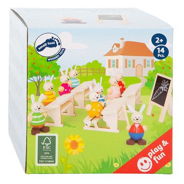 Small Foot – Puppenhaus aus Holz, Kaninchen-Schulklassenzimmer-Spielset