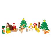 Small Foot - Wooden Animals Christmas in the Woods Playset, 17dlg.