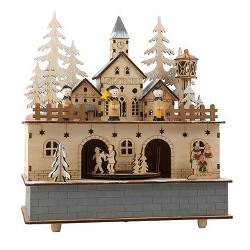 Small Foot - Wooden Music Box Christmas Village with Light