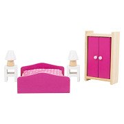 Small Foot - Puppenhaus-Schlafzimmermöbel aus Holz, 6-teilig.