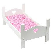 Small Foot - Wooden Doll Bed White with Bedding, 4pcs.