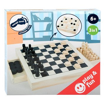 Small Foot - Spielbox 3in1 Schach Dame Mühlenspiel