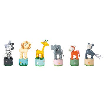Small Foot - Holzdruckfigur Wilde Tiere, 6er-Set