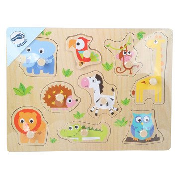 Small Foot - Wooden Knob Puzzle Zoo, 9 pcs.