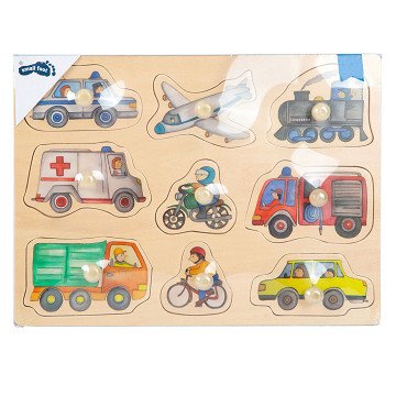 Small Foot - Wooden Knob Puzzle City Vehicles, 9 pcs.