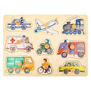 Small Foot - Wooden Knob Puzzle City Vehicles, 9 pcs.