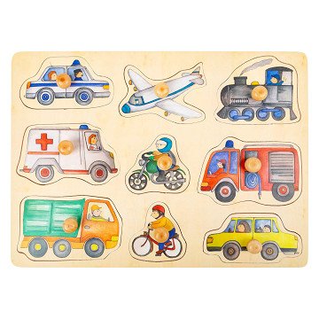 Small Foot - Wooden Stud Puzzle City Vehicles, 9pcs.