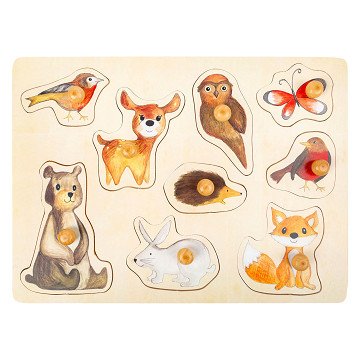 Small Foot - Wooden Stud Puzzle Forest Animals, 9pcs.