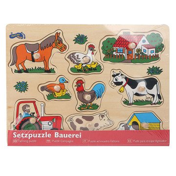 Small Foot – Holzpuzzle mit Bauernhofknöpfen, 9-tlg.