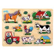 Small Foot - Wooden Stud Puzzle Farm, 9pcs.