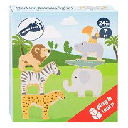 Small Foot - Wooden Safari Animal Balance Game, 7-piece.
