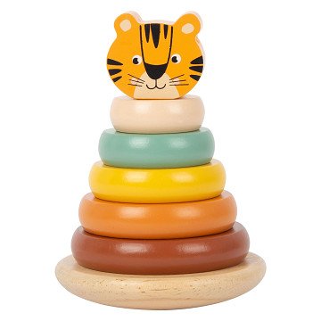 Small Foot - Wooden Stacking Tower Safari Tiger, 7dlg.