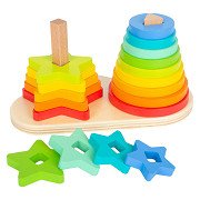 Small Foot - Wooden Stacking Tower Rainbow Circle and Star, 19dlg.