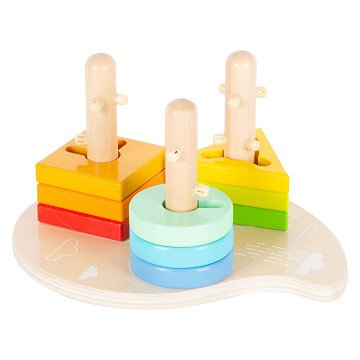 Small Foot - Wooden Shapes and Sorting Motor Skills Stacking Toys, 10dlg.