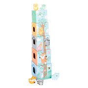 Small Foot - Stacking Tower with Forest Animals Pastel, 10 pcs.