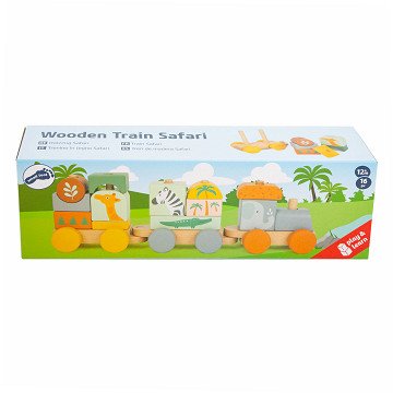 Small Foot - Holzstapelklötze Zugsafari, 16-tlg.