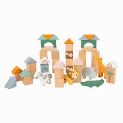 Small Foot - Wooden Building Blocks Safari, 50pcs.