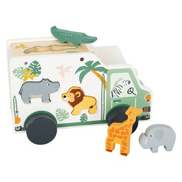 Small Foot - Wooden Shape Sorter Jeep Safari, 6dlg.