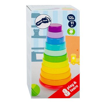 Small Foot - Wooden Stacking Tower Rainbow, 11 pcs.