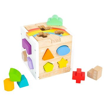 Small Foot - Wooden Shape Sorter Cube Rainbow,