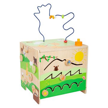 Small Foot - Wooden Activity Cube with Motor Skills Spiral Farm