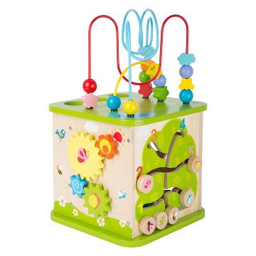 Small Foot - Wooden Activity Cube with Marble Track, 8 pieces.