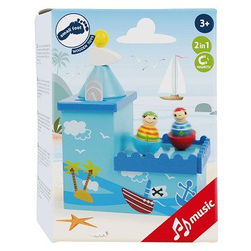 Small Foot - Wooden Music Box and Piggy Bank Pirate