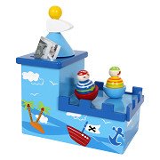 Small Foot - Wooden Music Box and Money Box Pirate