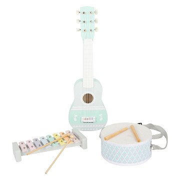 Small Foot - Musikinstrumenten-Set aus Holz Pastell, 7-teilig,