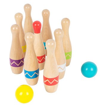 Small Foot - Wooden Skittle Game with Zigzag Pattern, 11 pcs.