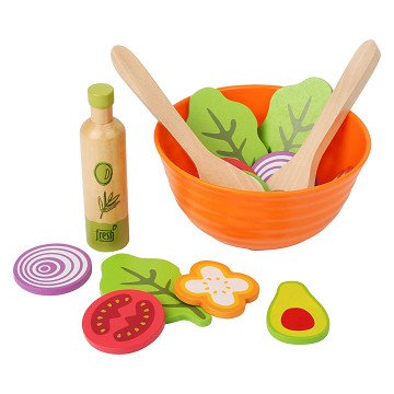 Small Foot - Wooden Play Food Salat-Spielset, 15-teilig,