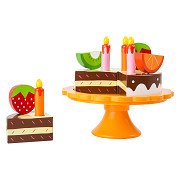 Small Foot - Wooden Cutting and Play Food Birthday Cake, 12pcs.