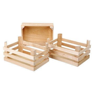 Small Foot – Holzkisten groß 18 x 12 x 9,5 cm, 3er-Set