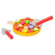 Small Foot - Schneide- und Spielpizza-Set aus Holz, 21-teilig.