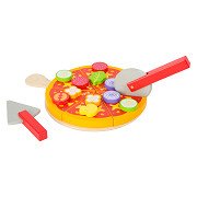 Small Foot - Wooden Cutting and Play Food Pizza Set, 21pcs.