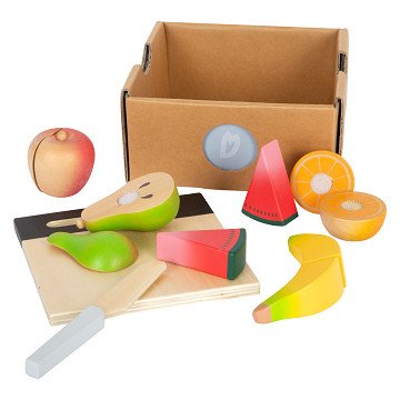 Small Foot - Obst-Set zum Schneiden und Spielen von Lebensmitteln aus Holz, 13-teilig.